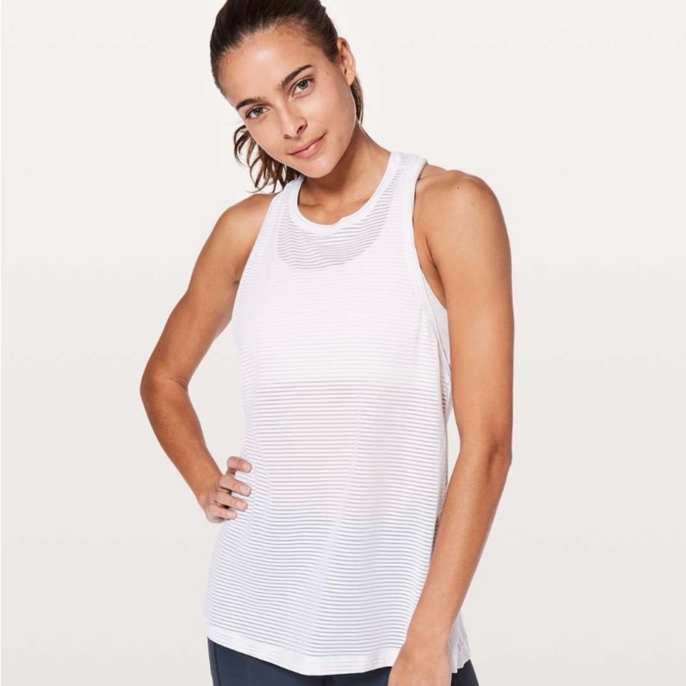 Lululemon Miles Ahead Split Back Mesh Lightweight Tank Top Sz 6